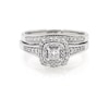 Thumbnail Image 1 of Previously Owned Princess-Cut Diamond Double Halo Bridal Set 3/4 ct tw 14K White Gold Size 8.5