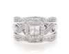 Thumbnail Image 1 of Previously Owned Princess-Cut Quad Diamond Halo Bridal Set 1-1/4 ct tw 14K White Gold Size 9.5