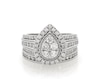 Thumbnail Image 1 of Previously Owned Multi-Diamond Pear-Shaped Halo Bridal Set 1-1/4 ct tw 14K White Gold Size 8