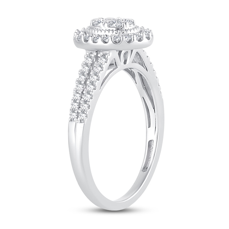 Main Image 2 of Previously Owned Multi-Diamond Engagement Ring 1/2 ct tw Round-cut 10K White Gold
