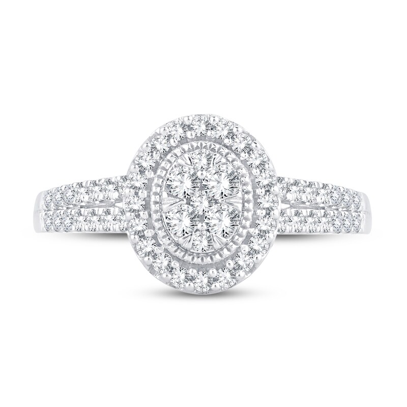Main Image 3 of Previously Owned Multi-Diamond Engagement Ring 1/2 ct tw Round-cut 10K White Gold