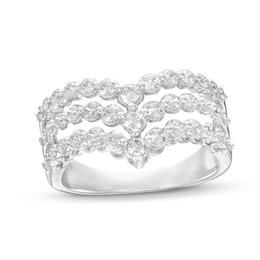 Previously Owned KAY Lab-Grown Diamonds Three Row Chevron Ring 1 ct tw 14K White Gold