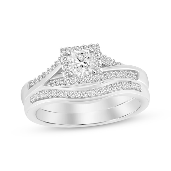 Previously Owned Princess-Cut Diamond Frame Bridal Set 1/3 ct tw 10K White Gold