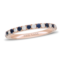 Previously Owned&nbsp;Neil Lane Blue Sapphire & Diamond Anniversary Ring 1/5 ct tw 14K Rose Gold