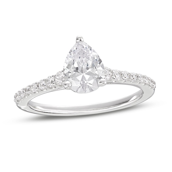 Previously Owned Lab-Grown Diamonds Pear-Shaped Engagement Ring 1-1/5 ct tw 14K White Gold