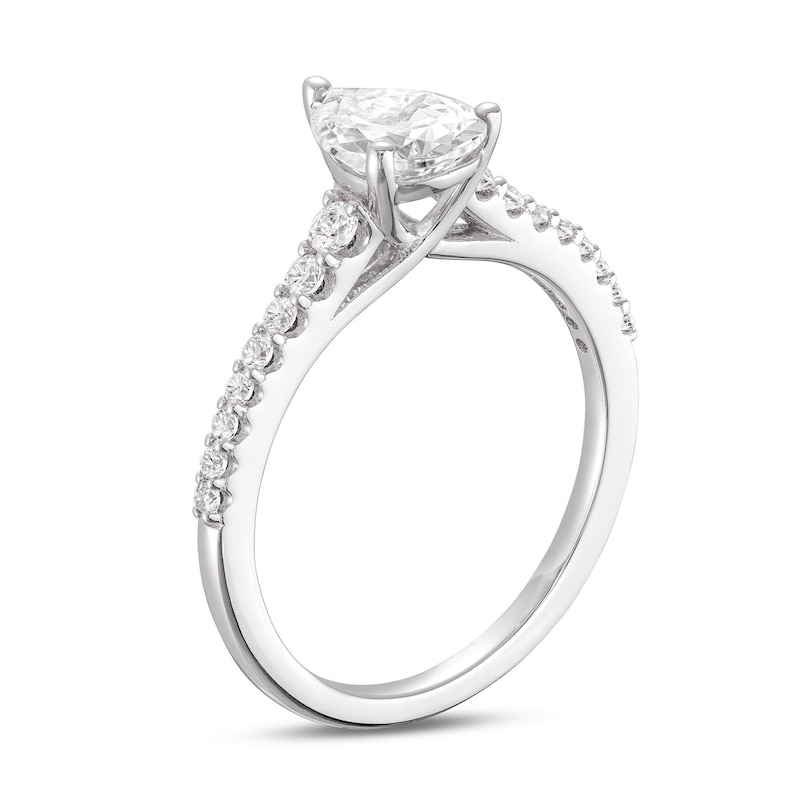 Main Image 2 of Previously Owned  Lab-Grown Diamonds Pear-Shaped Engagement Ring 1-1/5 ct tw 14K White Gold