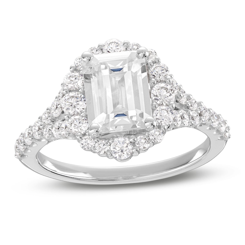 Main Image 1 of Previously Owned&nbsp; Lab-Grown Diamonds Emerald-Cut Engagement Ring 2-3/4 ct tw 14K White Gold