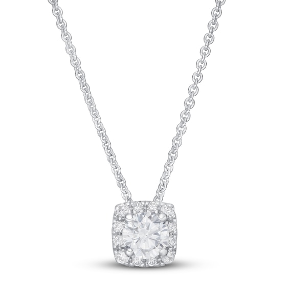 Previously Owned Diamond Necklace 1/2 ct tw Round-cut 14K White Gold 18" (I/I2