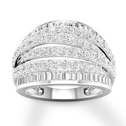 Previously Owned Diamond Anniversary Band 2 ct tw Round & Baguette 14K White Gold