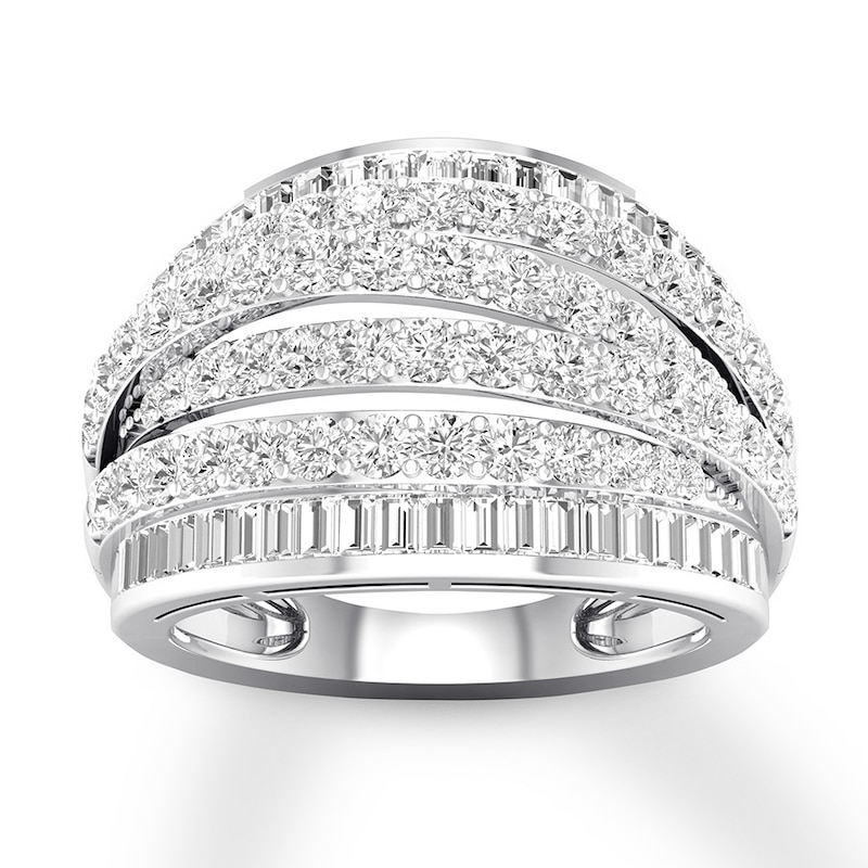 Main Image 1 of Previously Owned Diamond Anniversary Band 2 ct tw Round & Baguette 14K White Gold
