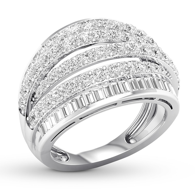 Main Image 4 of Previously Owned Diamond Anniversary Band 2 ct tw Round & Baguette 14K White Gold