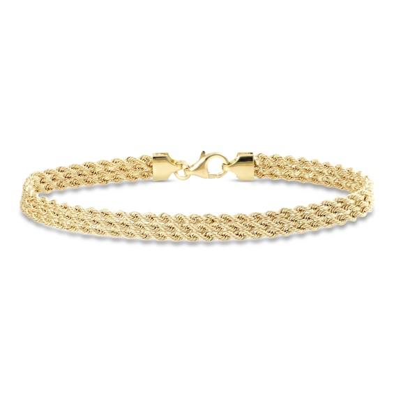 Previously Owned Italian Multi Strand Rope Bracelet Solid 14K Yellow Gold 7.5"