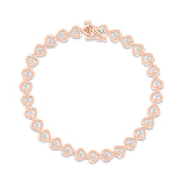 Previously Owned Diamond Heart Line Bracelet 1/4 ct tw Round-cut 10K Rose Gold 7.25"