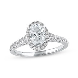 Previously Owned  Lab-Grown Diamonds Oval-Cut Engagement Ring 1-1/2 ct tw 14K White Gold