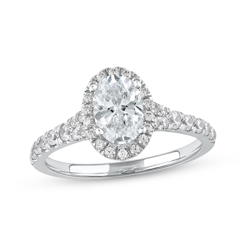 Main Image 1 of Previously Owned  Lab-Grown Diamonds Oval-Cut Engagement Ring 1-1/2 ct tw 14K White Gold
