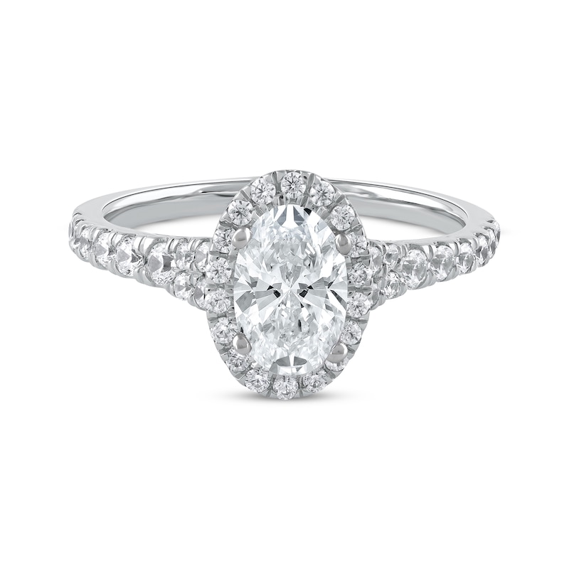 Main Image 3 of Previously Owned  Lab-Grown Diamonds Oval-Cut Engagement Ring 1-1/2 ct tw 14K White Gold
