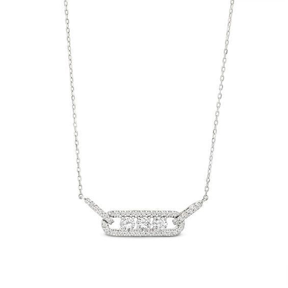 Previously Owned Diamond Three-Stone Necklace 1/2 ct tw Round-cut 10K White Gold 18"