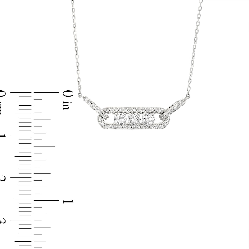 Main Image 3 of Previously Owned Diamond Three-Stone Necklace 1/2 ct tw Round-cut 10K White Gold 18"