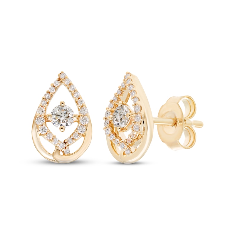 Main Image 1 of Previously Owned Love Entwined Diamond Stud Earrings 1/4 ct tw Round-cut 10K Yellow Gold