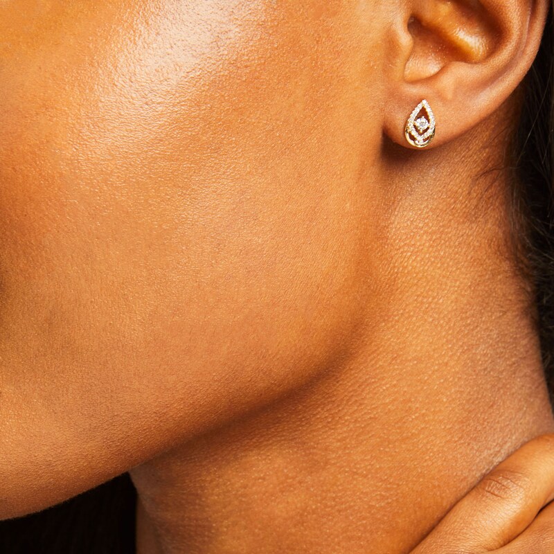 Main Image 3 of Previously Owned Love Entwined Diamond Stud Earrings 1/4 ct tw Round-cut 10K Yellow Gold