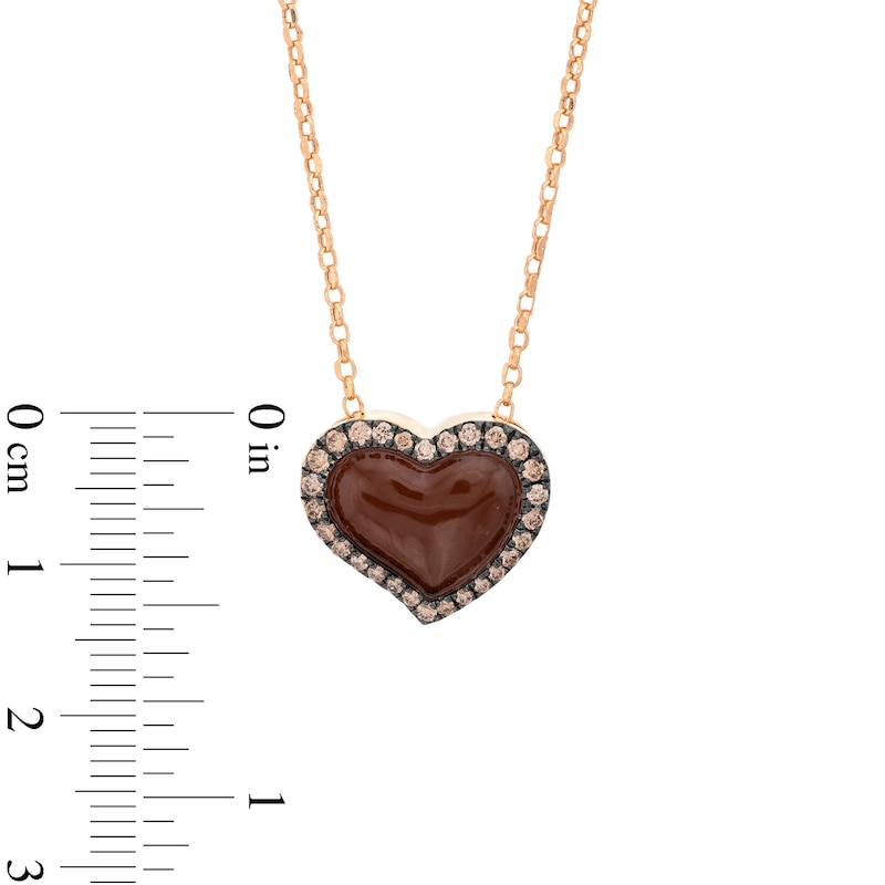 Main Image 2 of Previously Owned Godiva x Le Vian Enamel Heart Necklace 1/3 ct tw Diamonds 14K Strawberry Gold 19"