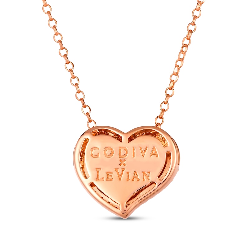 Main Image 3 of Previously Owned Godiva x Le Vian Enamel Heart Necklace 1/3 ct tw Diamonds 14K Strawberry Gold 19"
