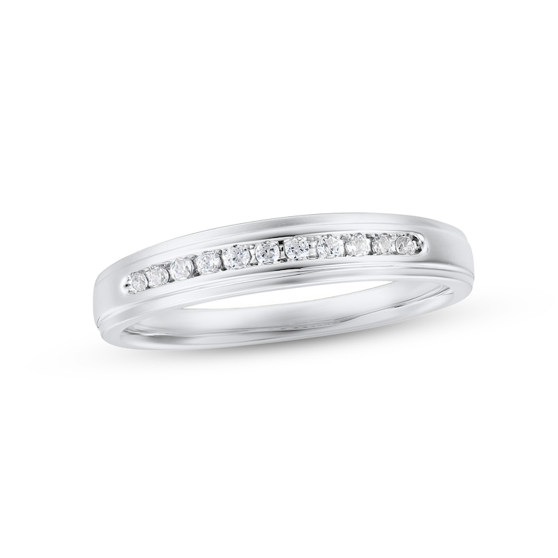 Main Image 1 of Previously Owned Men's Diamond Wedding Band 1/8 ct tw Round-cut 10K White Gold