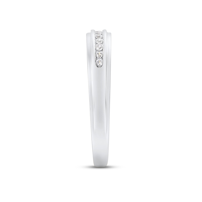 Main Image 2 of Previously Owned Men's Diamond Wedding Band 1/8 ct tw Round-cut 10K White Gold