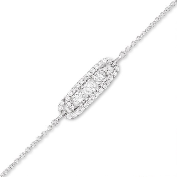 Previously Owned Diamond Three-Stone Bracelet 1/2 ct tw Round-cut 10K White Gold 7"