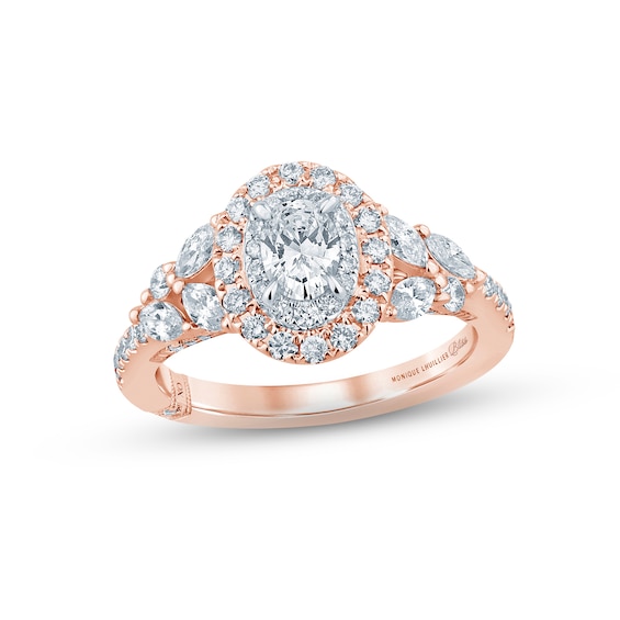 Previously Owned Monique Lhuillier Bliss Diamond Engagement Ring 1-1/4 ct tw Oval, Round & Marquise-cut 18K Two-Tone Gold