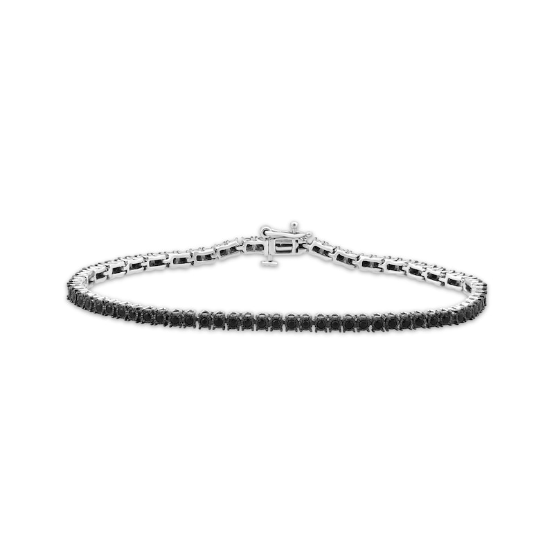 Main Image 1 of Previously Owned Black Diamond Line Bracelet 1 ct tw Sterling Silver 7.25”