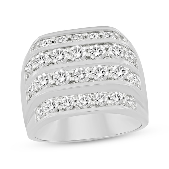 Previously Owned Men's Diamond Four-Row Angled Ring 3 ct tw 10K White Gold