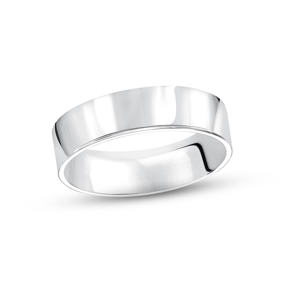 Previously Owned Men's Pipe-Cut Wedding Band 14K White Gold 6mm