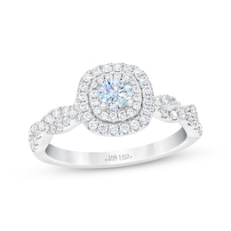 Previously Owned THE LEO First Light Diamond Round-Cut Engagement Ring 5/8 ct tw 14K White Gold