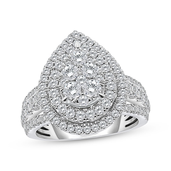 Previously Owned Multi-Diamond Center Pear-Shaped Engagement Ring 2 ct tw 10K White Gold