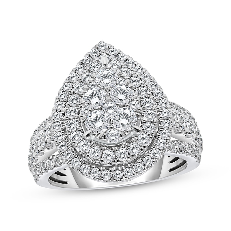 Main Image 1 of Previously Owned Multi-Diamond Center Pear-Shaped Engagement Ring 2 ct tw 10K White Gold