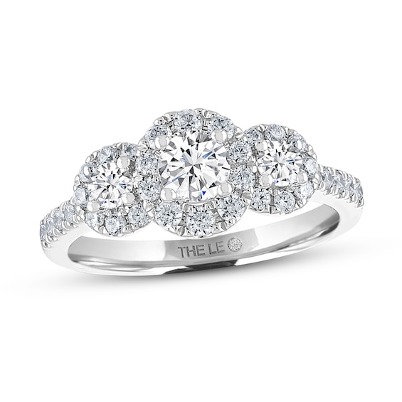 Previously Owned THE LEO Diamond Three-Stone Engagement Ring 1 ct tw Round-cut 14K White Gold