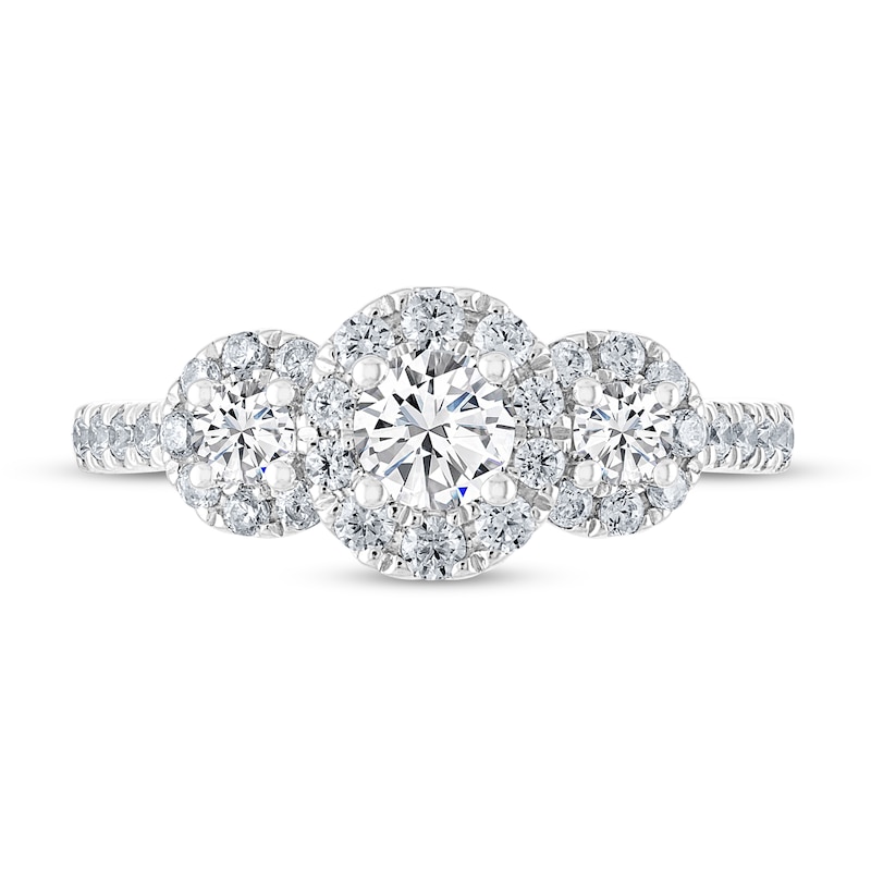 Main Image 3 of Previously Owned THE LEO Diamond Three-Stone Engagement Ring 1 ct tw Round-cut 14K White Gold