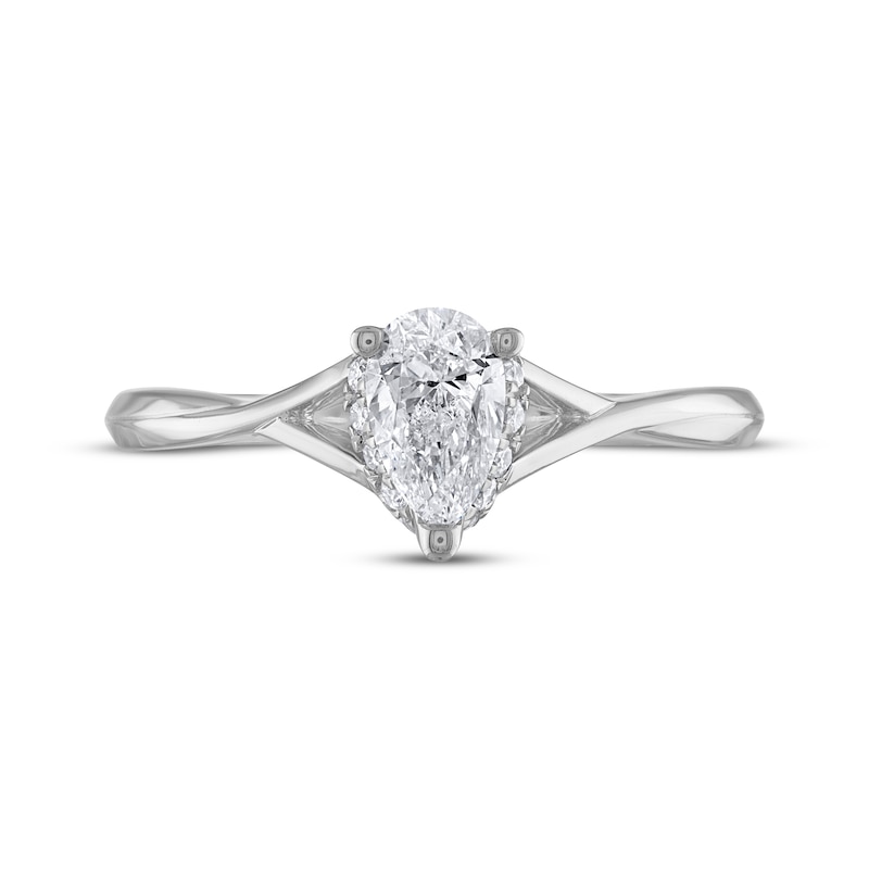 Main Image 3 of Previously Owned Diamond Solitaire Engagement Ring 5/8 ct tw Pear-Shaped 14K White Gold (I/I2)