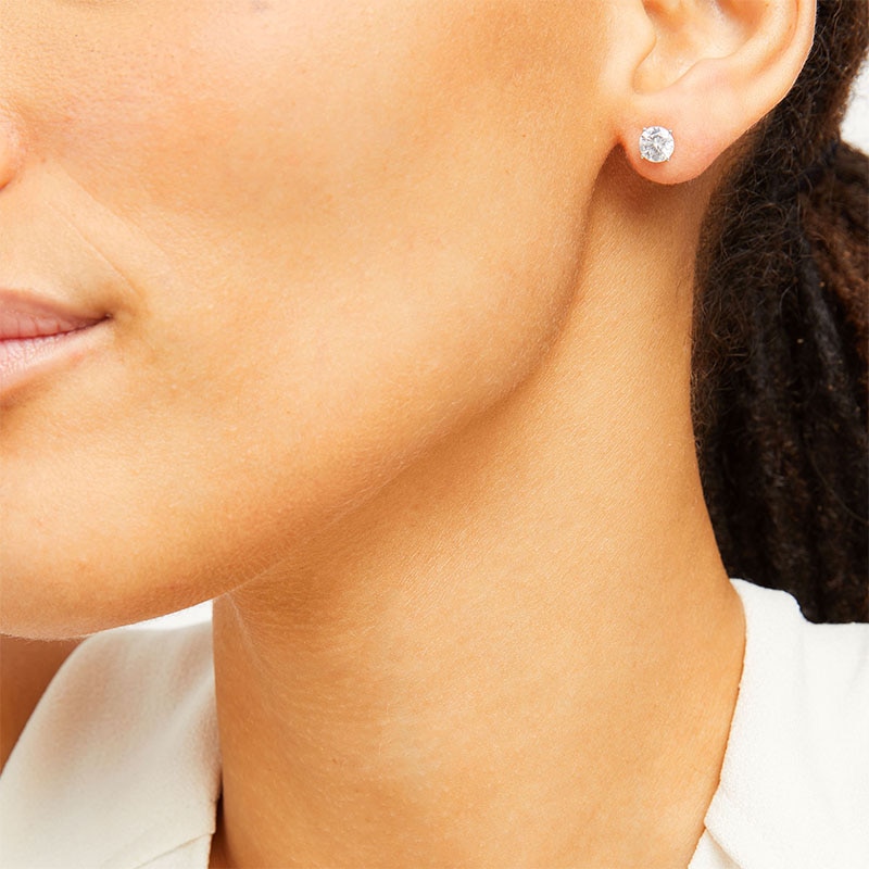 Main Image 2 of Previously Owned KAY Lab-Grown Diamonds Solitaire Stud Earrings 1-1/2 ct tw 14K White Gold (F/SI2)