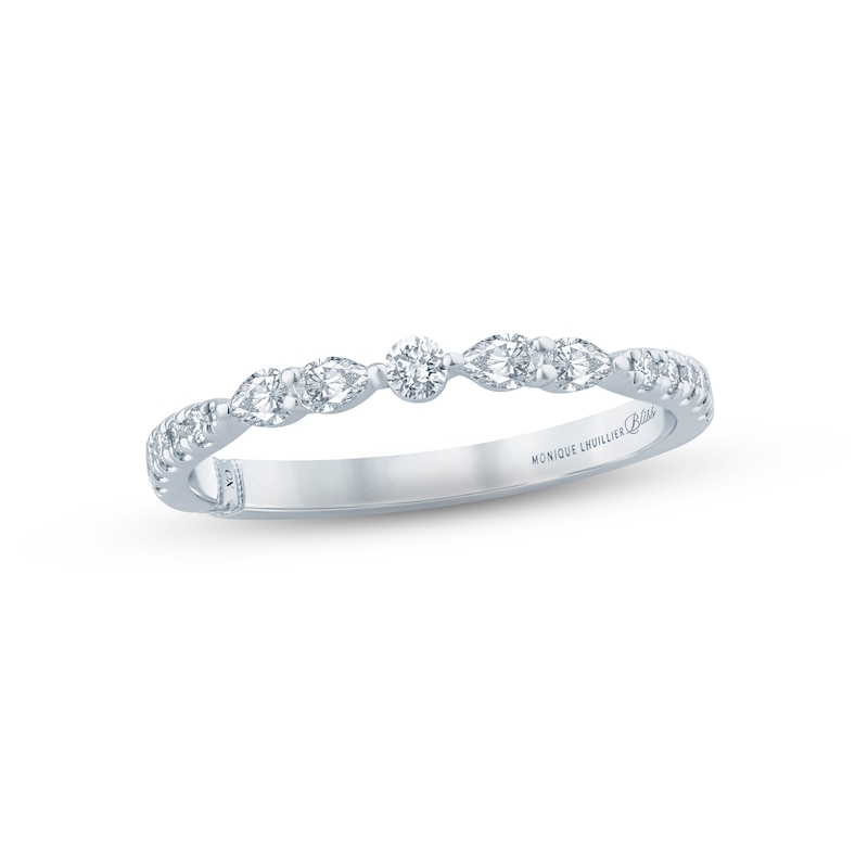 Main Image 1 of Previously Owned Monique Lhuillier Bliss Diamond Anniversary Band 1/3 ct tw Round & Pear-shaped 18K White Gold