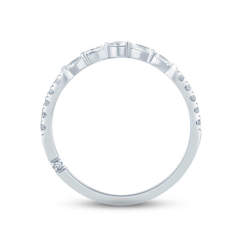 Main Image 4 of Previously Owned Monique Lhuillier Bliss Diamond Anniversary Band 1/3 ct tw Round & Pear-shaped 18K White Gold