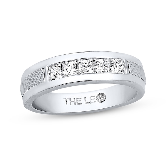 Previously Owned Men's THE LEO Diamond Square-Cut Wedding Band 3/4 ct tw 14K White Gold