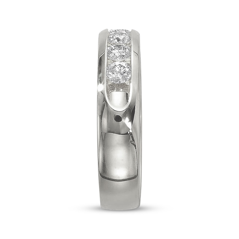 Main Image 2 of Previously Owned Men's THE LEO Diamond Wedding Band 1 ct tw 14K White Gold