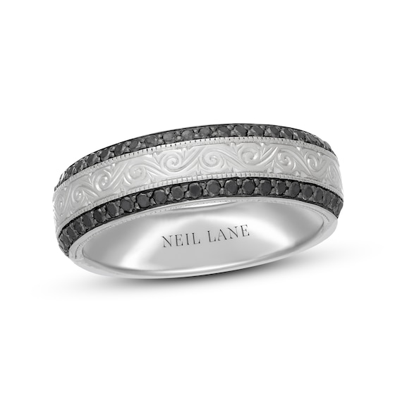 Previously Owned Neil Lane Men's Black Diamond Wedding Band 1/2 ct tw Round-Cut 14K White Gold Size 9