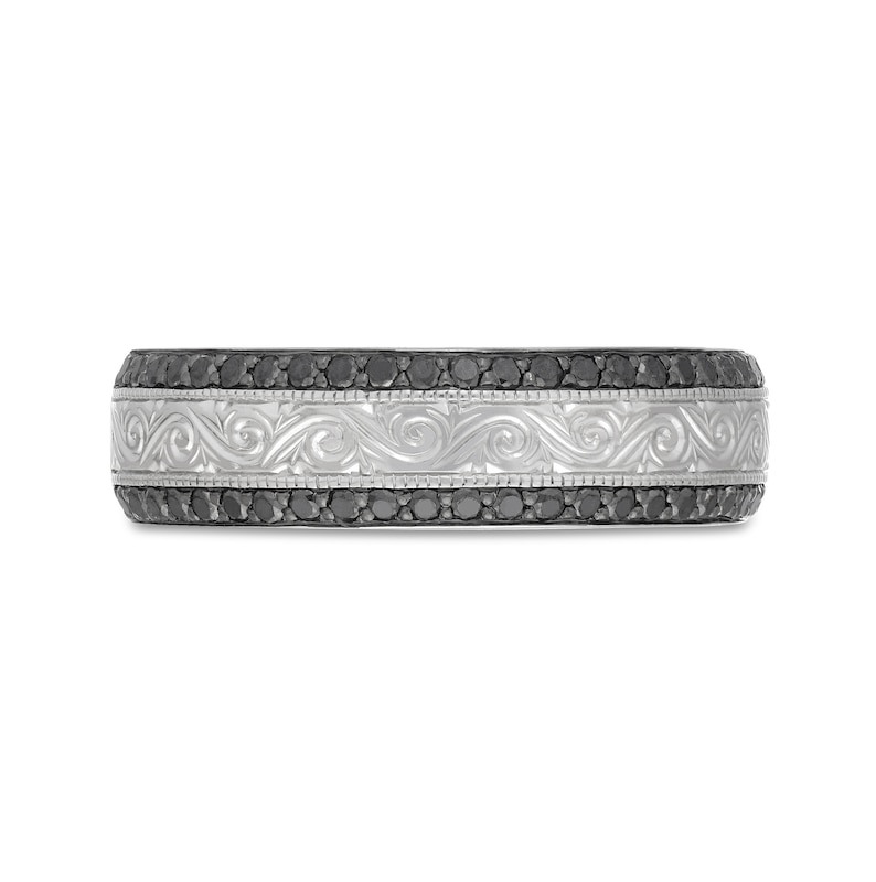 Main Image 3 of Previously Owned Neil Lane Men's Black Diamond Wedding Band 1/2 ct tw Round-Cut 14K White Gold Size 9