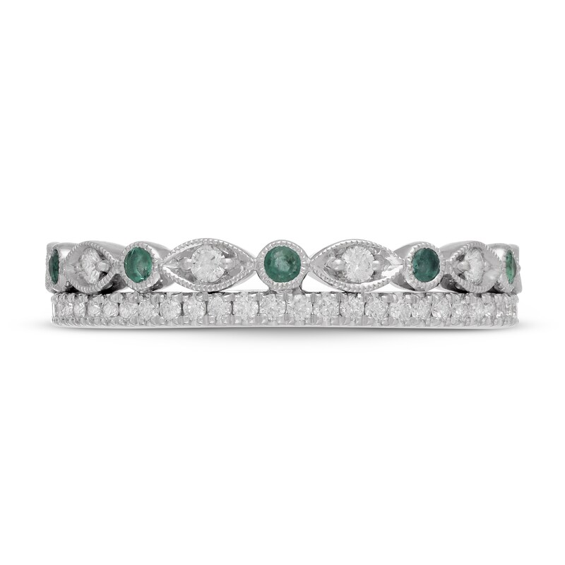 Main Image 3 of Previously Owned Neil Lane Diamond & Emerald Anniversary Ring 1/4 ct tw 14K White Gold Size 4.5