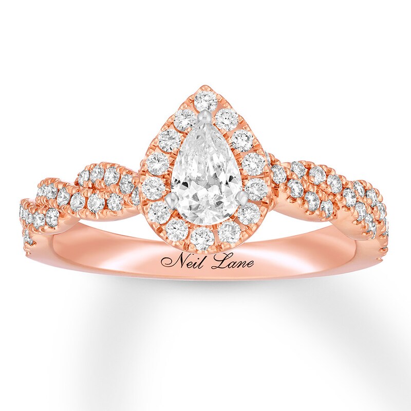 Main Image 1 of Previously Owned Neil Lane Engagement Ring 3/4 ct tw Pear & Round-cut Diamonds 14K Rose Gold
