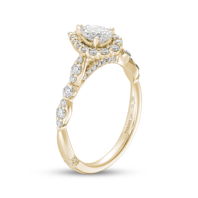 Main Image 2 of Previously Owned Monique Lhuillier Bliss Diamond Engagement Ring 7/8 ct tw Pear & Round-cut 18K Yellow Gold