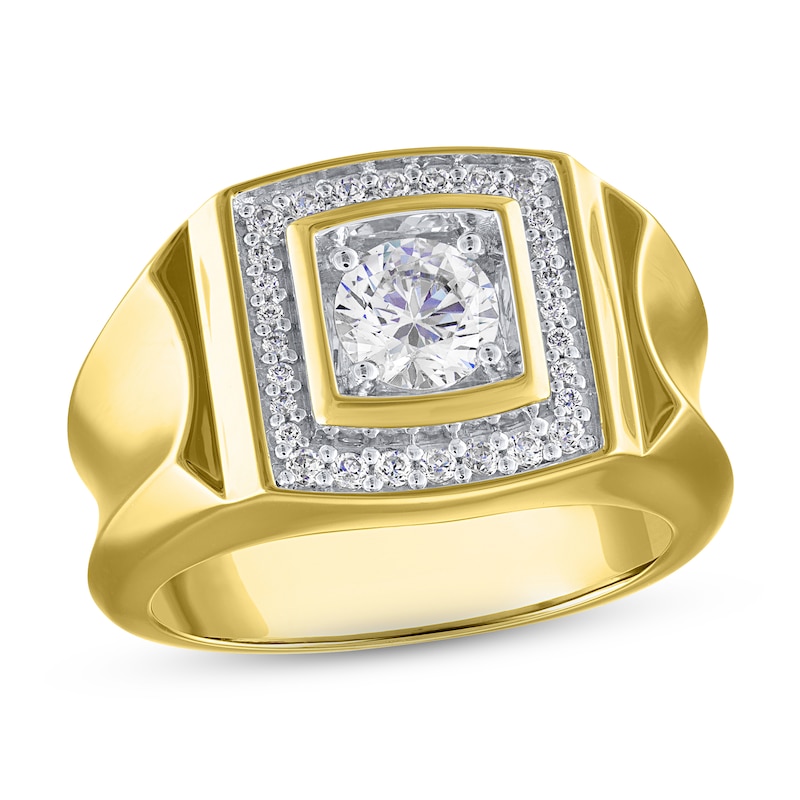 Previously Owned Men's KAY Lab-Grown Diamonds Square Ring ct tw 14K  Yellow Gold
